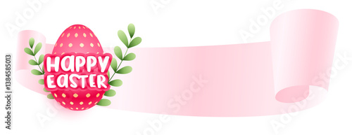 happy easter greeting card with ribbon design
