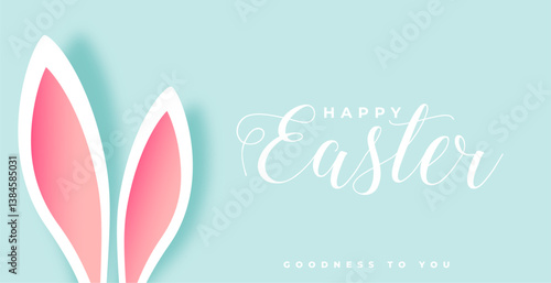 elegant happy easter wishes card with bunny ear design
