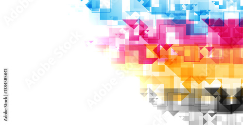 abstract cmyk geometric pattern white background design