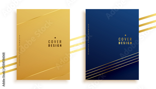 pack of golden and blue magazine cover layout design