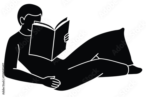 Cozy Book Reading Scene with Pillow Support

