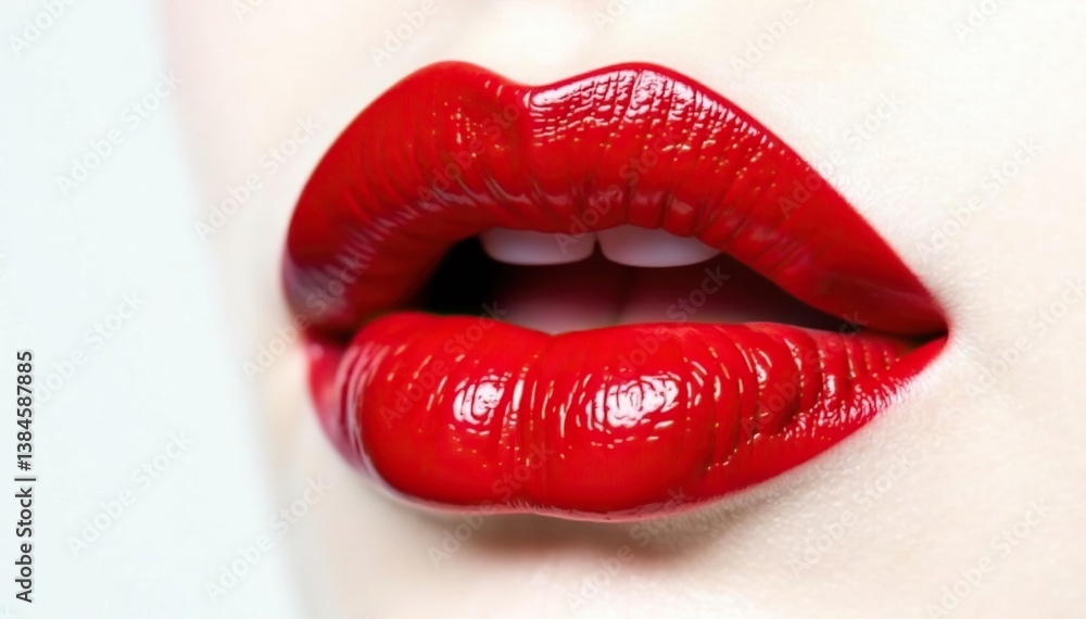 Bold red lip color against stark white backdrop , photography, shot, texture Bold red lip color against stark white backdrop , photography, shot, texture