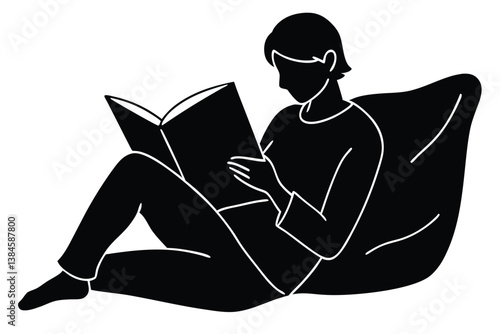 Cozy Book Reading Scene with Pillow Support

