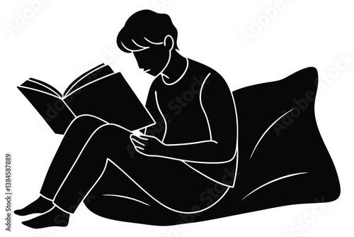 Cozy Book Reading Scene with Pillow Support

