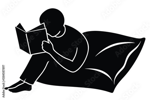 Cozy Book Reading Scene with Pillow Support

