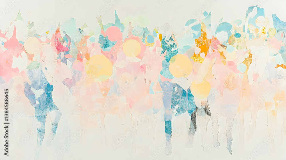 Fototapeta premium Colorful abstract painting with soft shapes and flowing artistic design