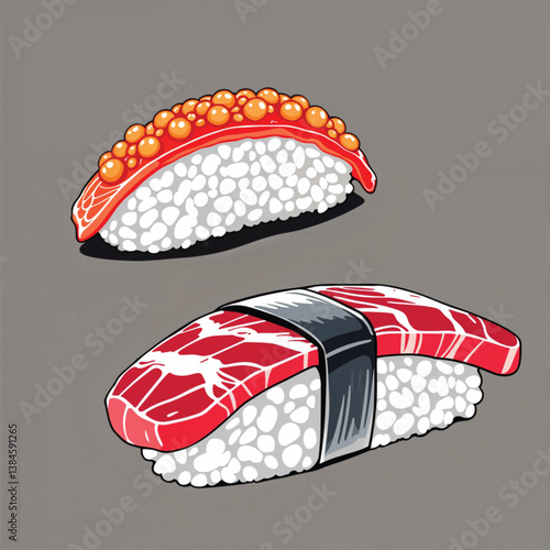 Cute Cartoon Sushi Vector Illustration isolated