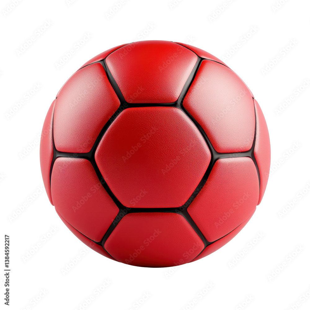Fototapeta premium Vibrant red soccer ball isolated on a white background isolated against a transparent background.
