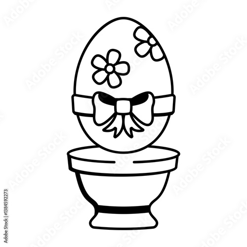 A doodle icon of a decorative easter egg 
