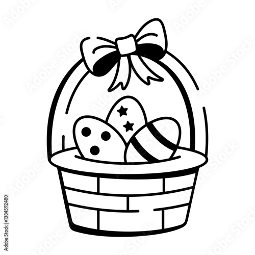 A hand drawn style icon of an easter hamper 
