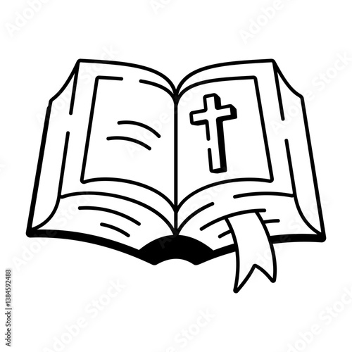 A hand drawn style icon of holy bible 
