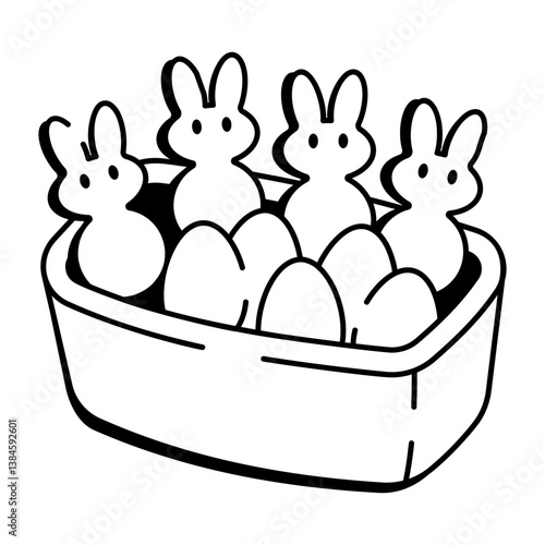 Easter sweets box icon in hand drawn style 