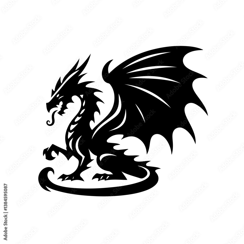 Naklejka premium dragon silhouette , dragon vector