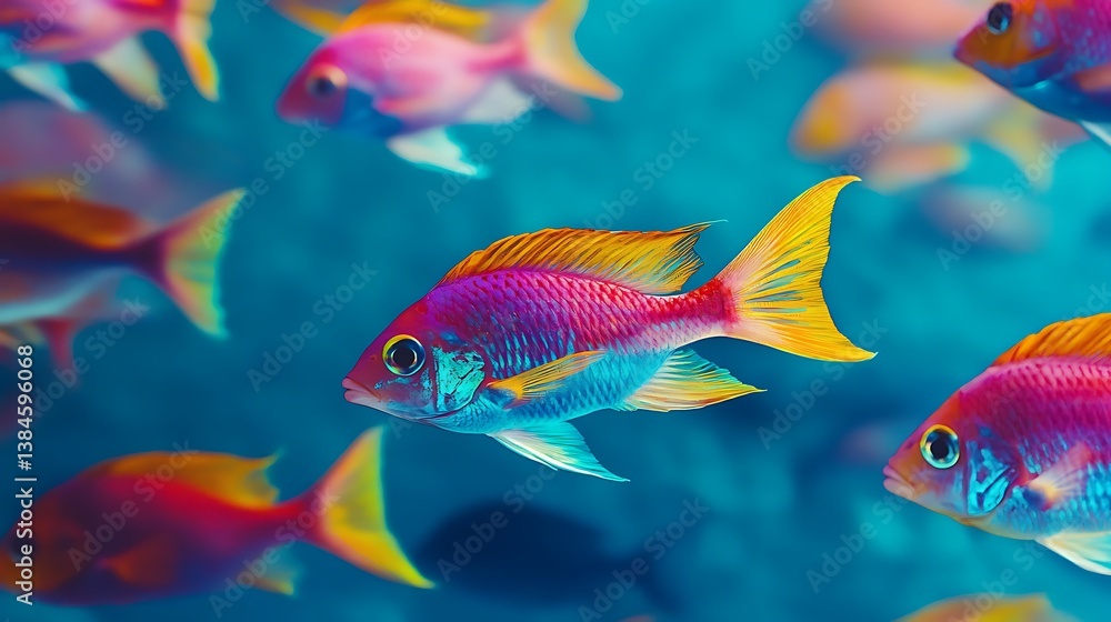 Naklejka premium Colorful tropical fish swimming gracefully images