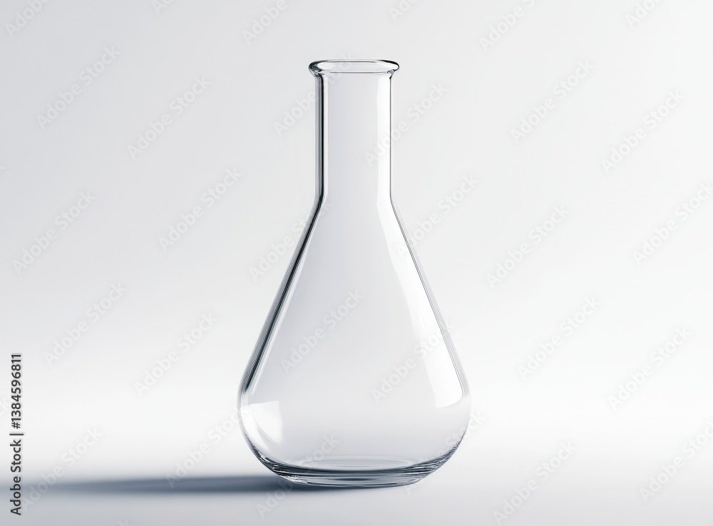 Clear scientific flask against a plain background Clear scientific flask against a plain background