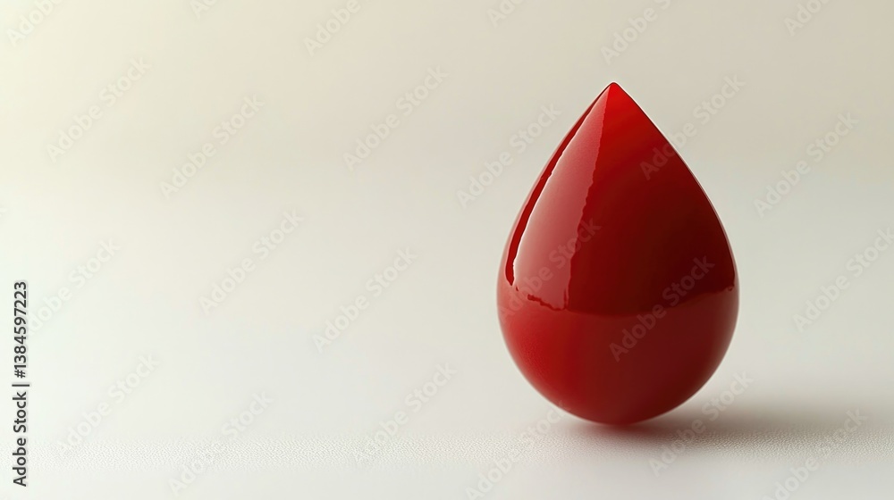 Fototapeta premium bright red blood drop symbol isolated on pristine white background