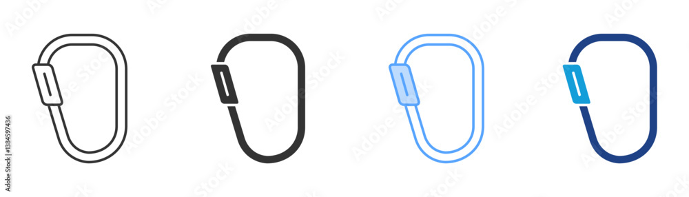Carabiner Icon Set Multiple Style Collection Carabiner Icon Set Multiple Style Collection