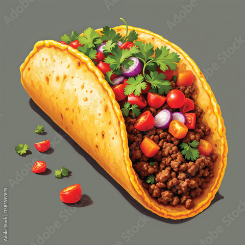 Cute taco Vector Illustration isolated