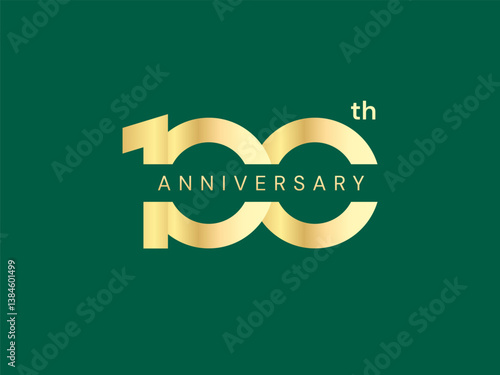 100th Anniversary luxury gold celebration with overlapping letter text in numbers logo vector illustration design twisted infinity concept. One Hundred years anniversary gold template for celebration.