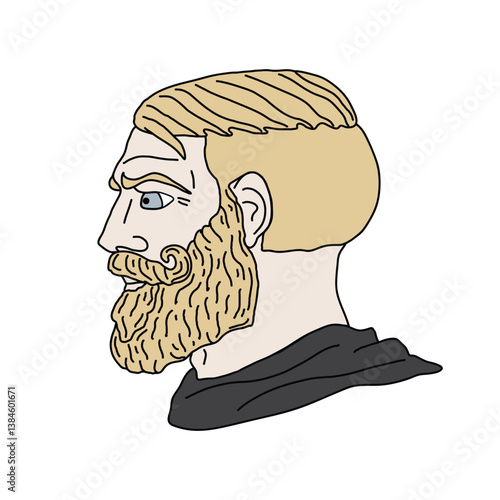 Nordic gamer vector illustration of a man isolated on white background. Internet and meme culture.