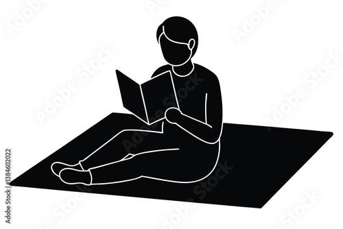 Comfortable Reading on Carpet Illustration

