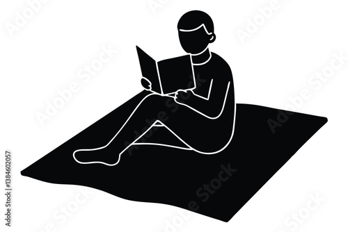 Comfortable Reading on Carpet Illustration

