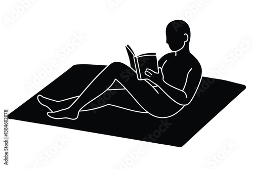 Comfortable Reading on Carpet Illustration

