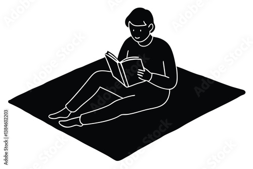 Comfortable Reading on Carpet Illustration

