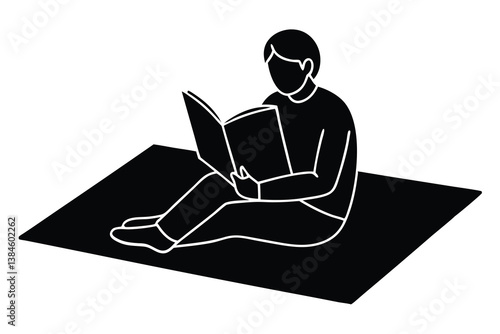 Comfortable Reading on Carpet Illustration

