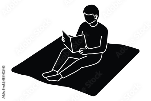 Comfortable Reading on Carpet Illustration

