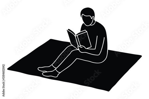 Comfortable Reading on Carpet Illustration

