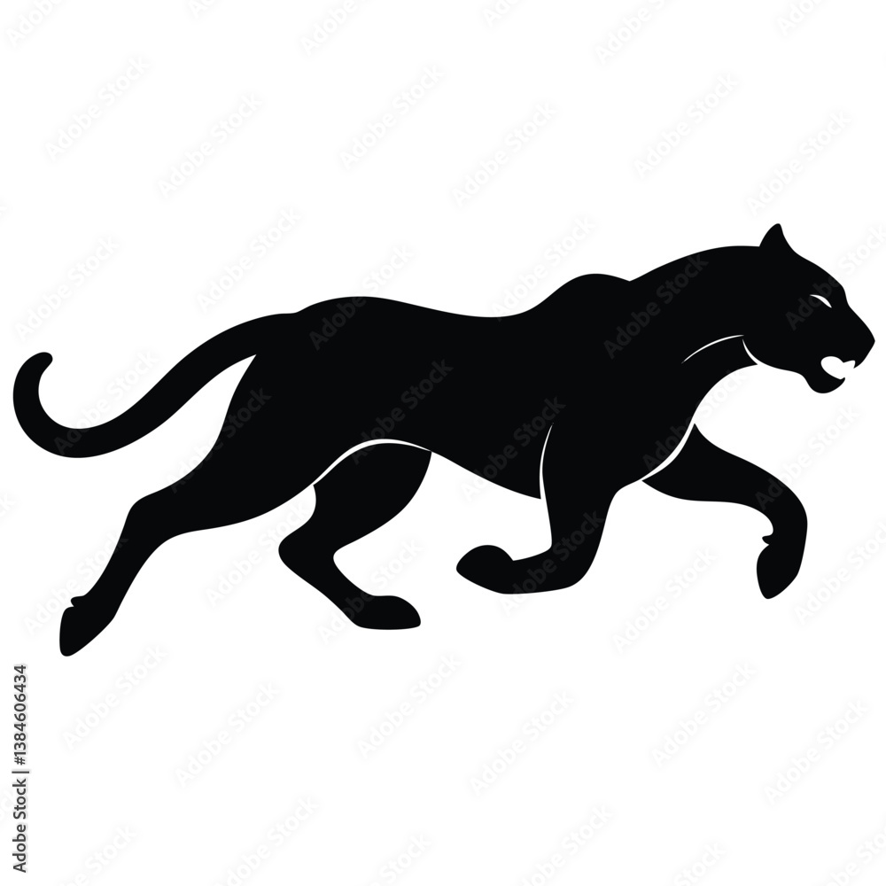 Naklejka premium Black Panther Silhouette Vector Illustration Powerful Predator On The Hunt Graphic Design.
