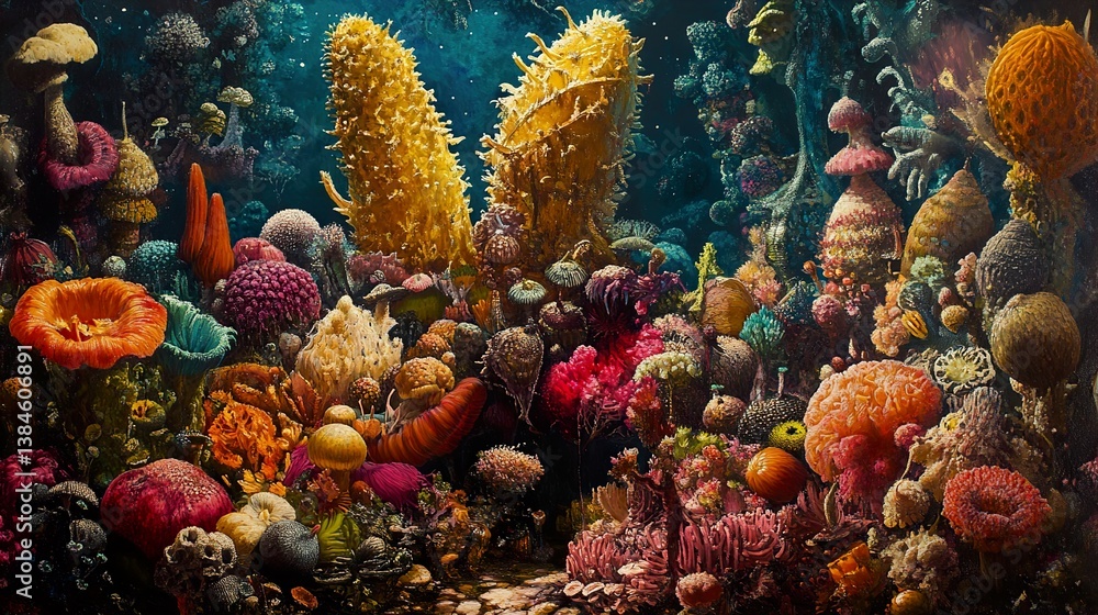 Fototapeta premium Vibrant Underwater Fantasy: A Surreal Ocean World