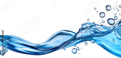 Refreshing Blue Water Splash with Bubbles