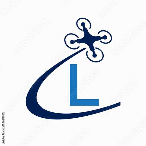 Initial Letter L Drone Logo Design Concept For Agriculture Irrigation Sign Vector And Template