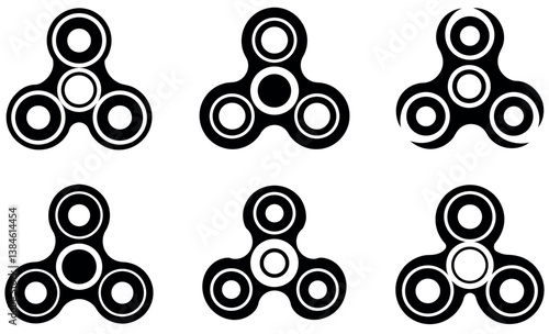 Black and White Fidget Spinner Icon Set