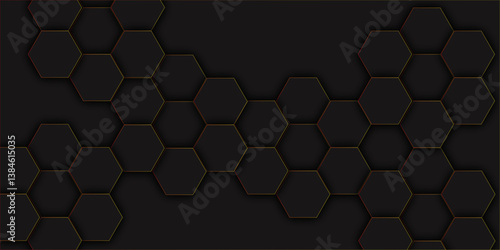Abstract emboss blackHexagonal Background Luxury White Pattern. geometric mesh cell texture. modern futuristic black and gray hexagon honeycomb geometric copy