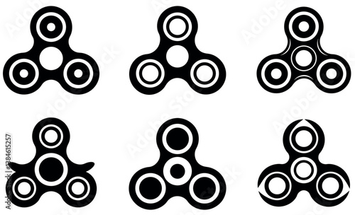 Black and White Fidget Spinner Icon Set