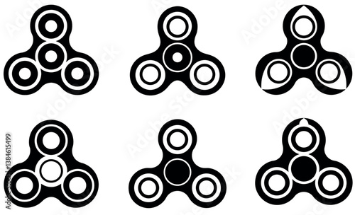Black and White Fidget Spinner Icon Set
