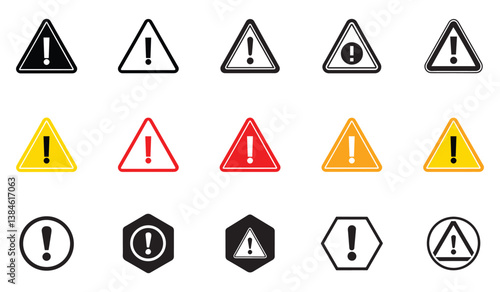 set of warning icons