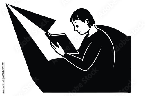 Nighttime Mobile Reading Before Going to Sleep Vector

