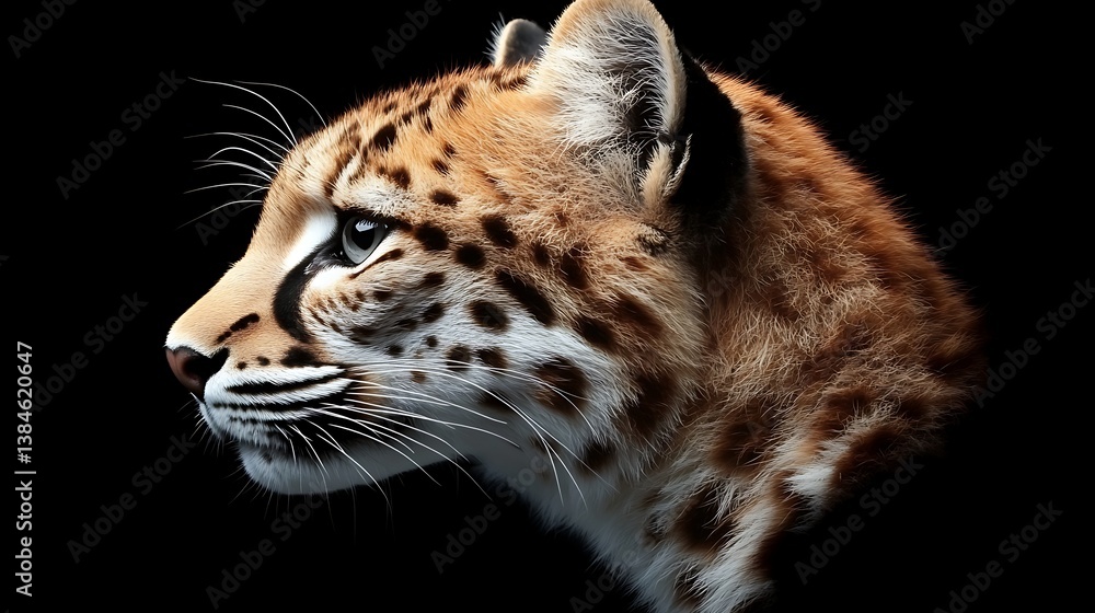 Obraz premium Ocelot portrait with black background.