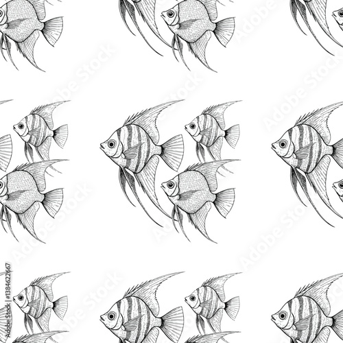 Monochrome Fish Line Art Design
