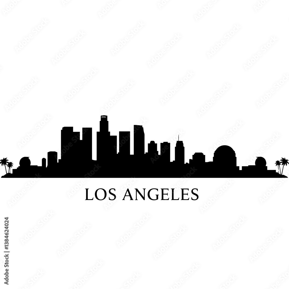 Naklejka premium Los Angeles Skyline Silhouette Vector