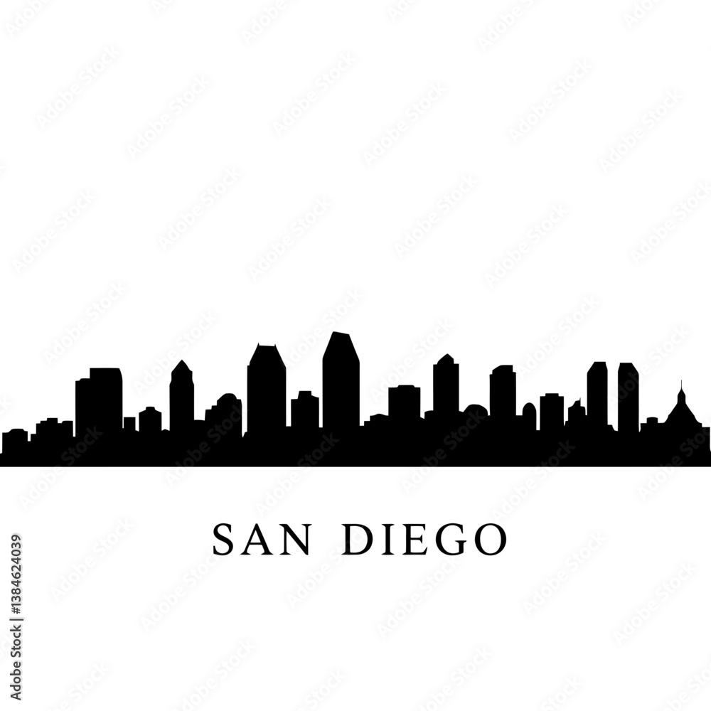 Fototapeta premium San Diego California Skyline Silhouette