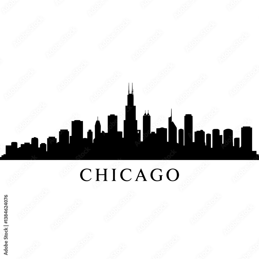 Obraz premium Chicago Cityscape Silhouette Vector