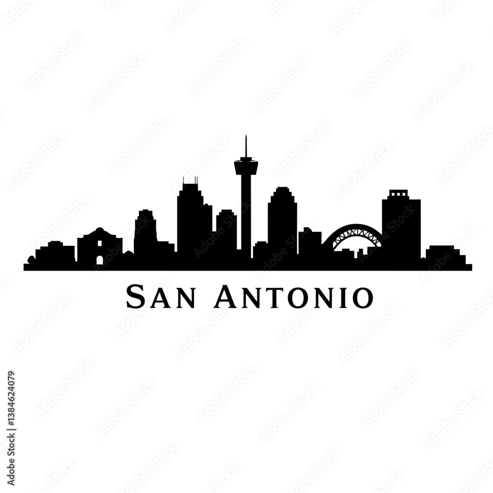 San Antonio Cityscape Silhouette Vector San Antonio Cityscape Silhouette Vector