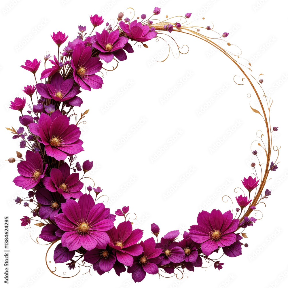 Obraz premium Elegant Circular Frame with Fuchsia Cosmos