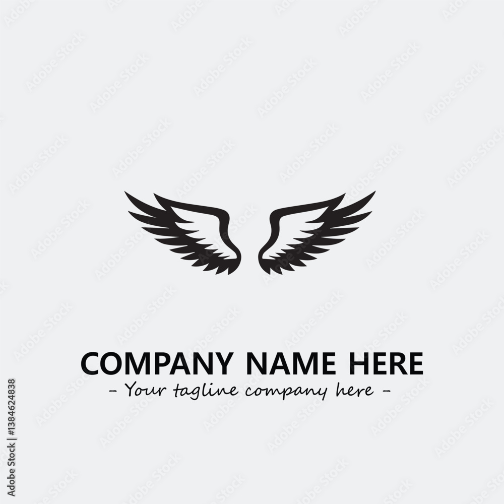 Obraz premium Wing illustration black and white for logo company vector image 