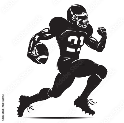 American football players in silhouettes vector illustration.